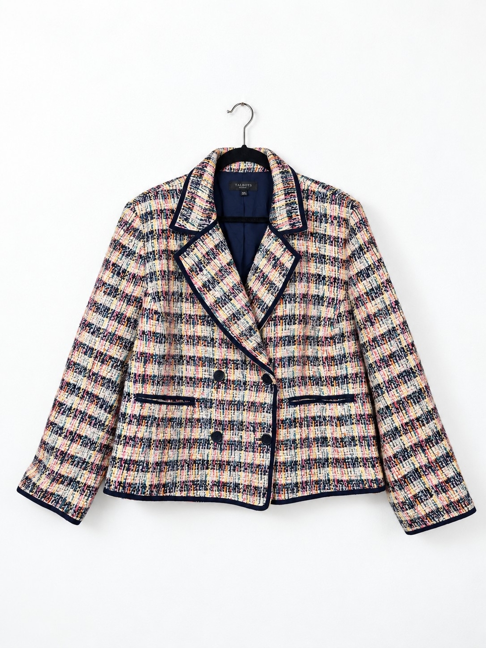 Talbots Plus Petite 20WP Multicolor Tweed Boucle Blazer Jacket Preppy Career